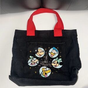 Disney Black Tote with Red Handles and embroidered Character Design